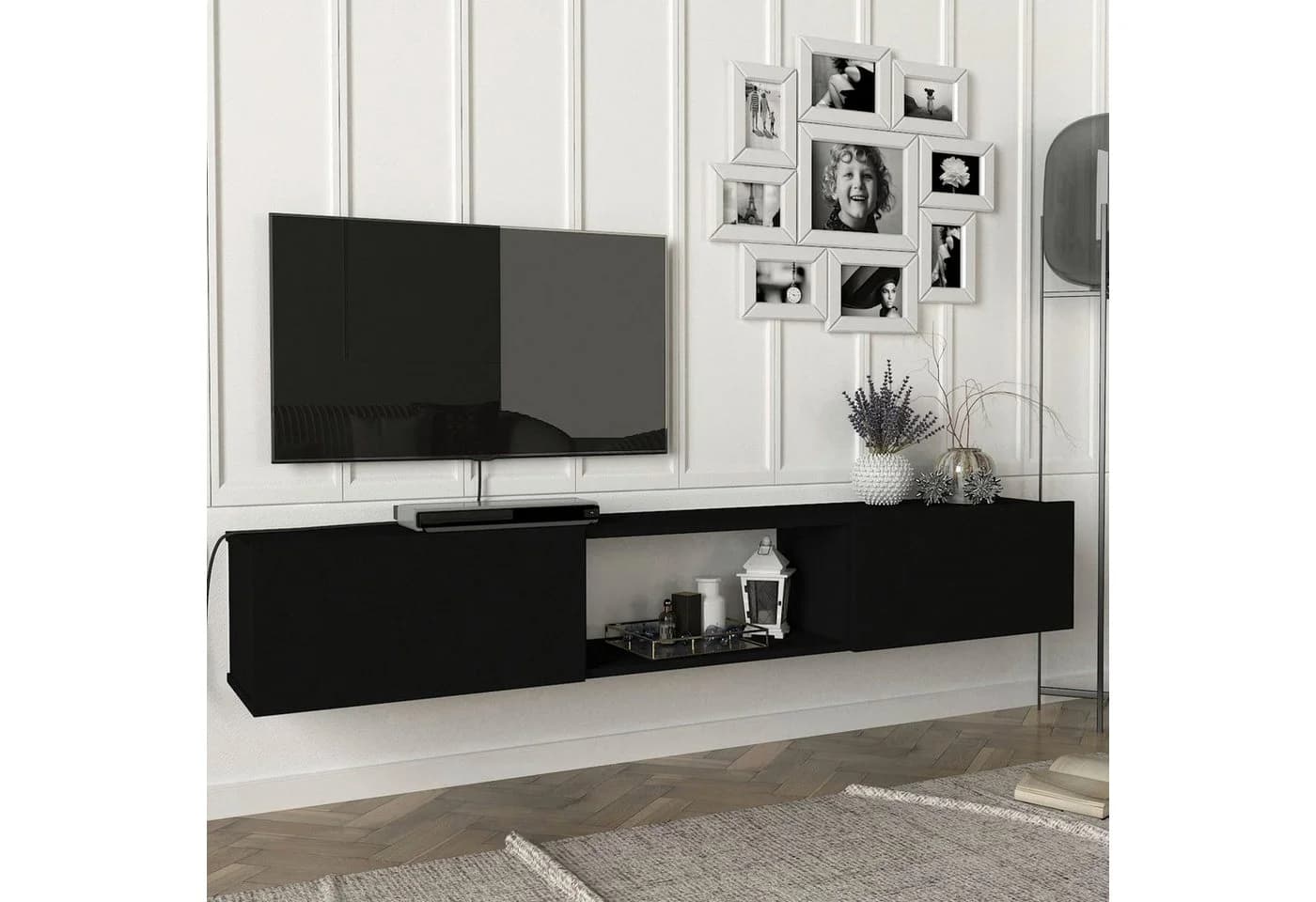 en.casa Lowboard »Paltamo« Fernsehschrank Schwarz Modern
