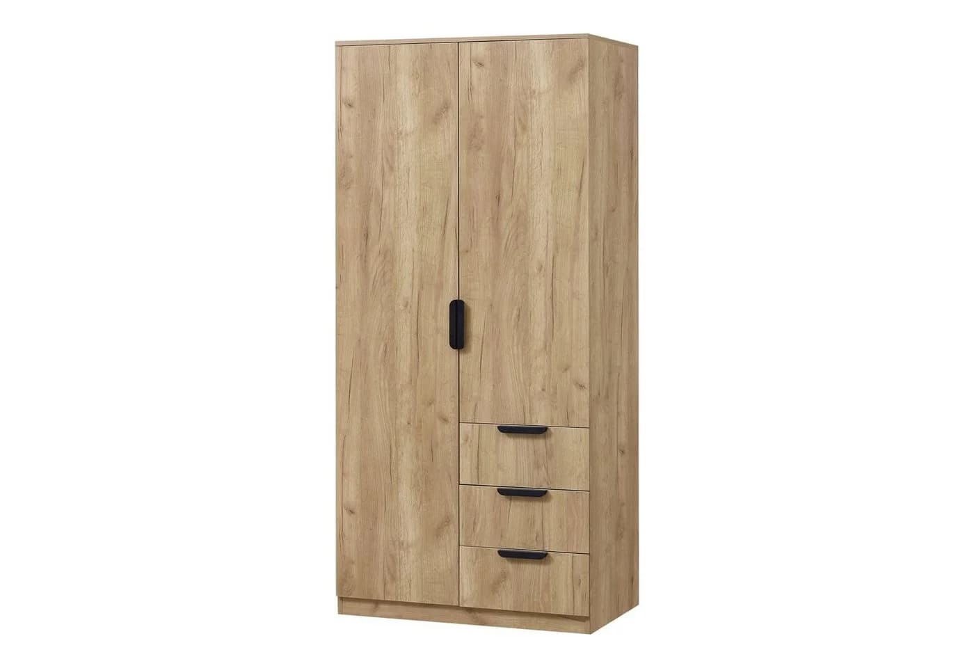 en.casa Kleiderschrank Eiselfing 2 Türen 3 Schubladen Eicheoptik - Bild 4