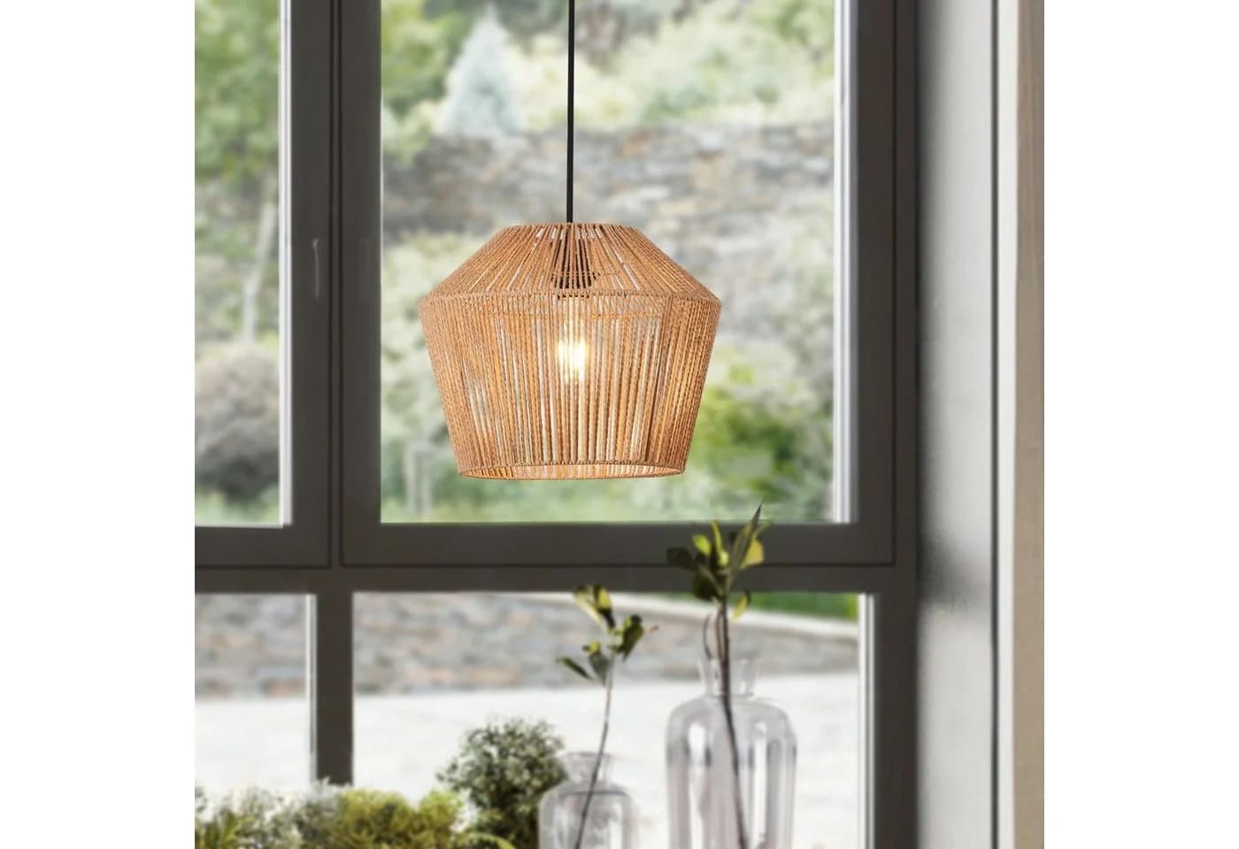 lux.pro Hängeleuchte Sela Schwarz/Beige Modern