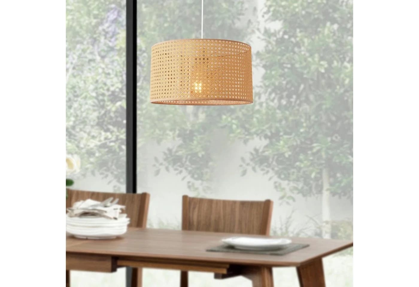 lux.pro Hängeleuchte Shrewsbury Pendelleuchte Rattan-Optik Beige Weiß