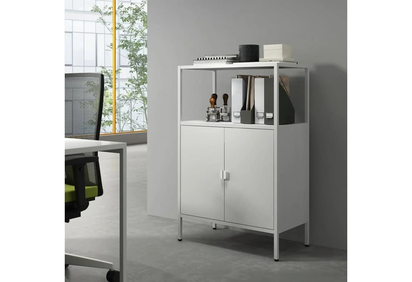 en.casa Aktenschrank Stahl Hellgrau mit höhenverstellbarer Ablage - Bild 2