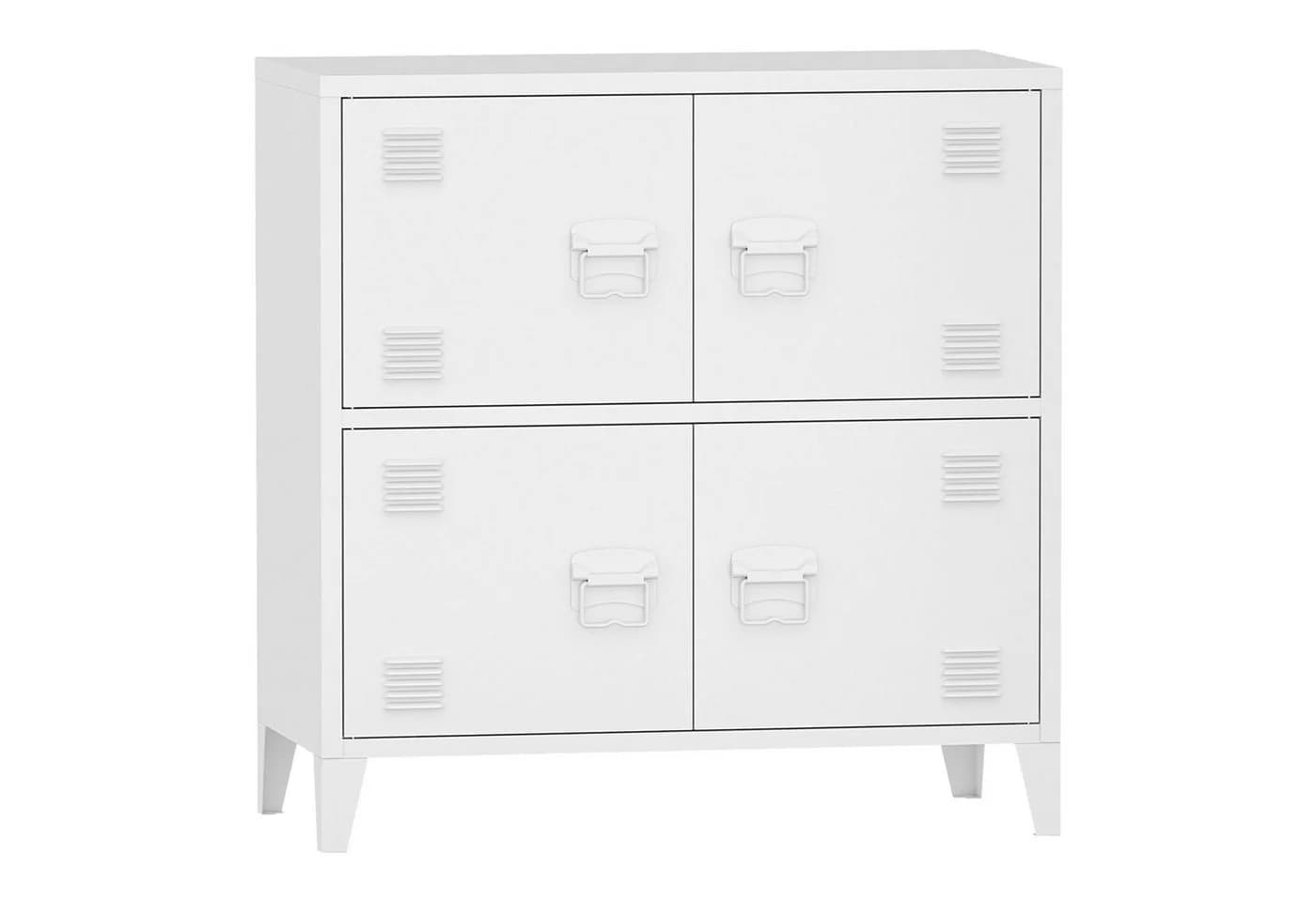 en.casa Mehrzweckschrank Hamina 4 Türen Weiß Industriedesign - Bild 2