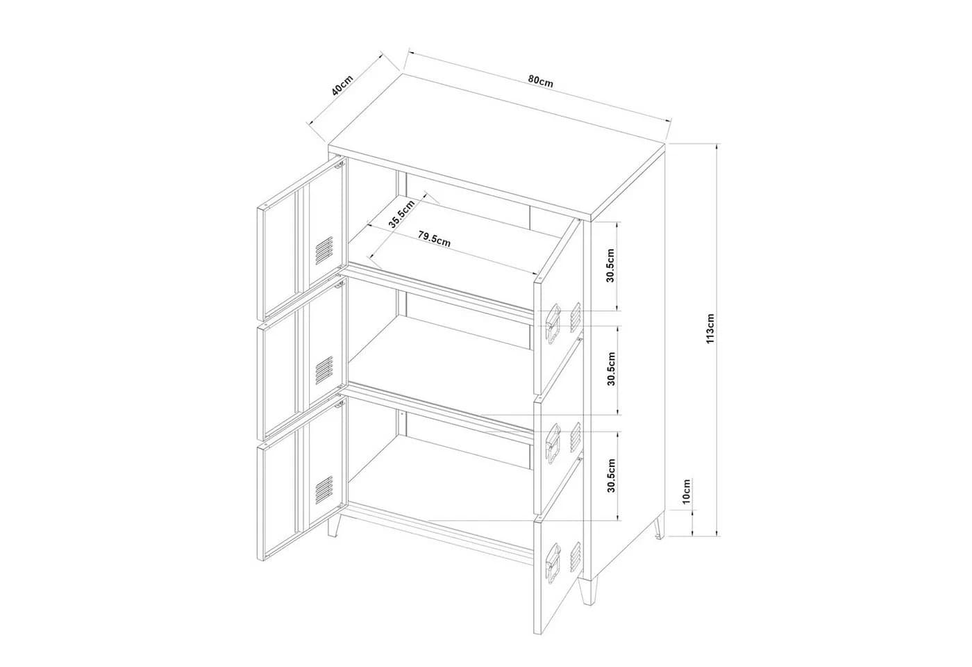en.casa Mehrzweckschrank Hamina 6 Türen Schwarz - Bild 4