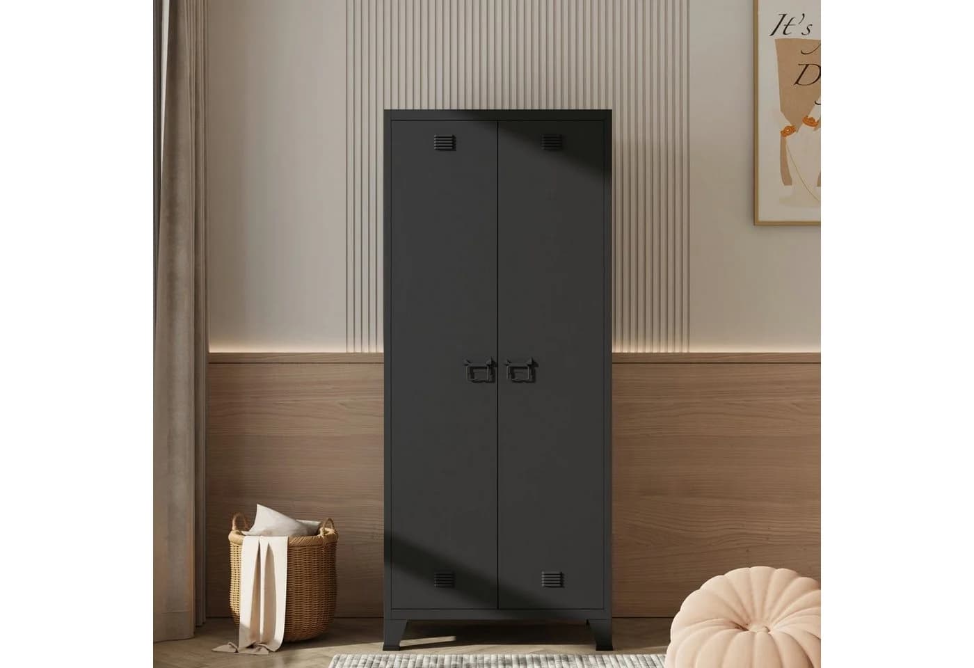 en.casa Kleiderschrank Hankasalmi Stahl Schwarz - Bild 3