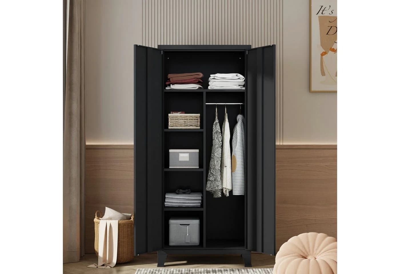 en.casa Kleiderschrank Hankasalmi Stahl Schwarz - Bild 4