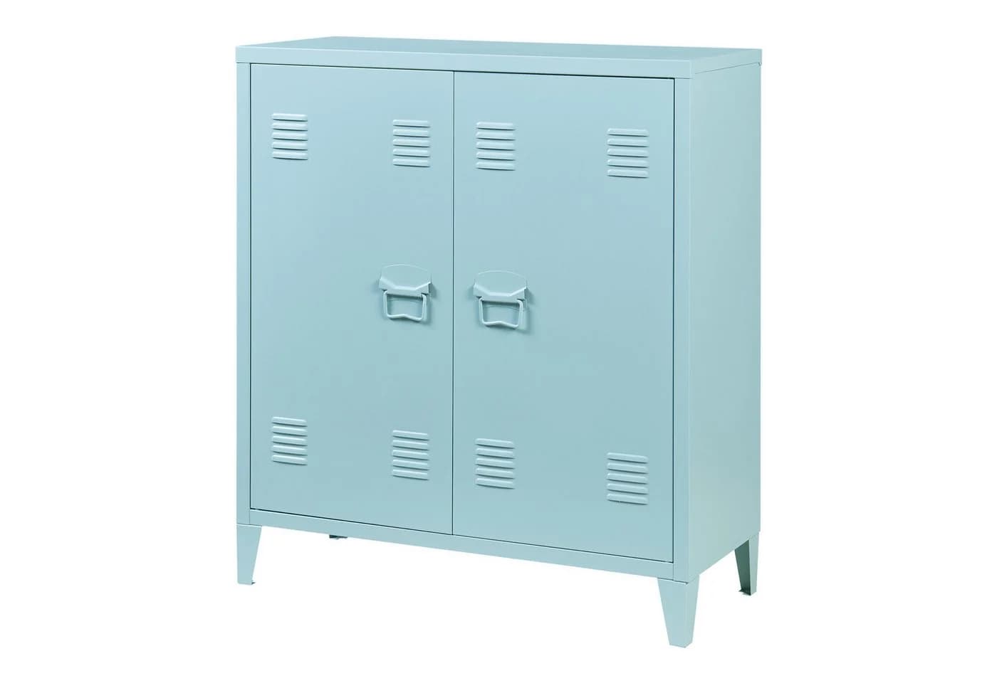 en.casa Aktenschrank Oripää 2 Türen Stahl Graublau - Bild 2