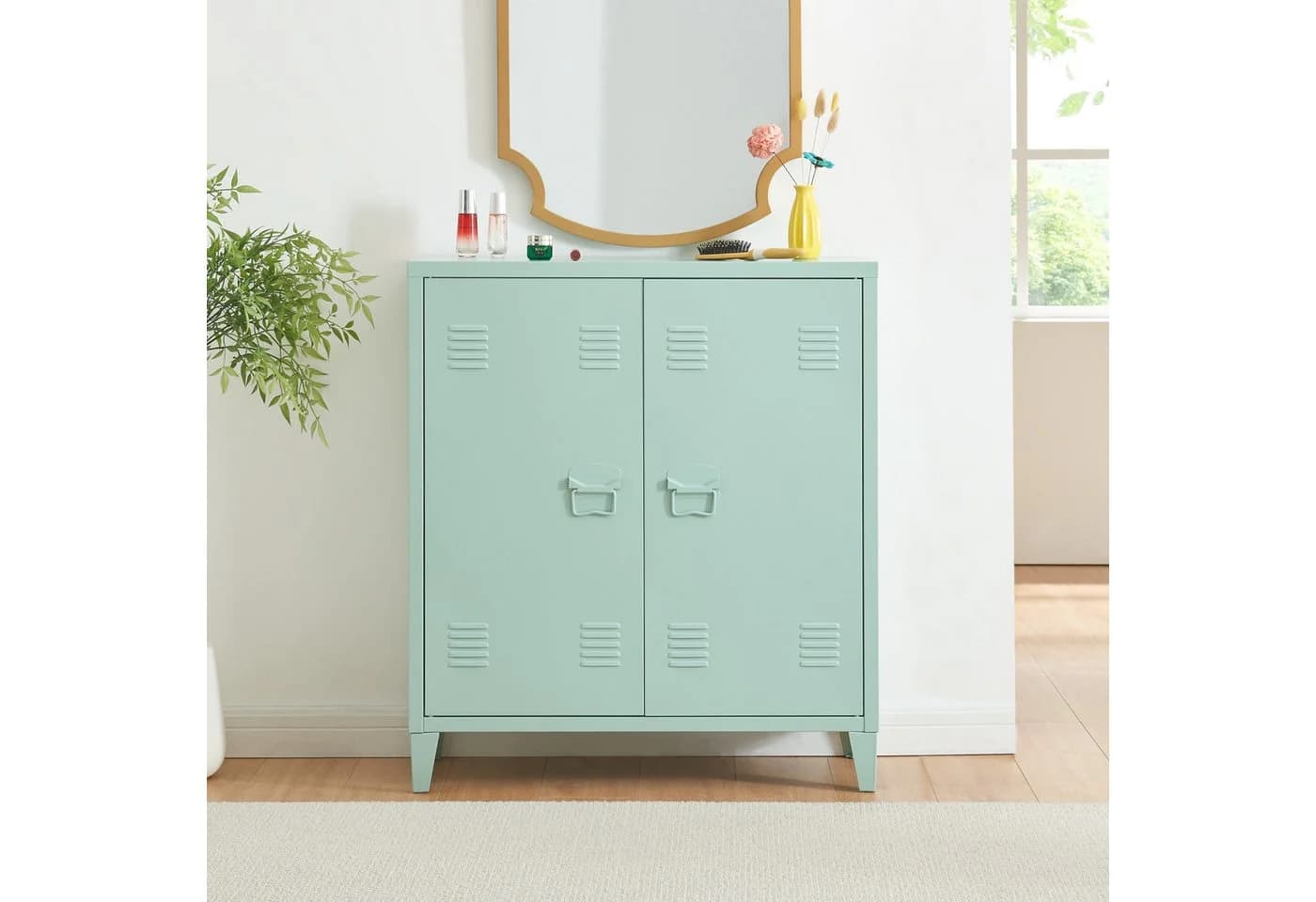 en.casa Aktenschrank Oripää Stahl 2 Türen Pastellgrün - Bild 3