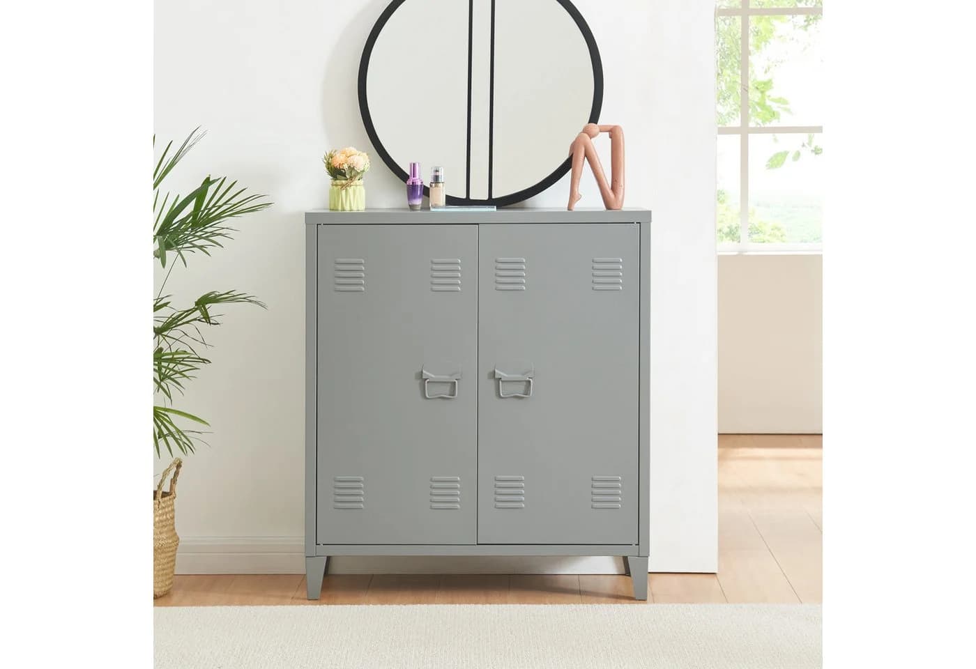 en.casa Aktenschrank Oripää Stahl 2 Türen Dunkelgrau - Bild 3