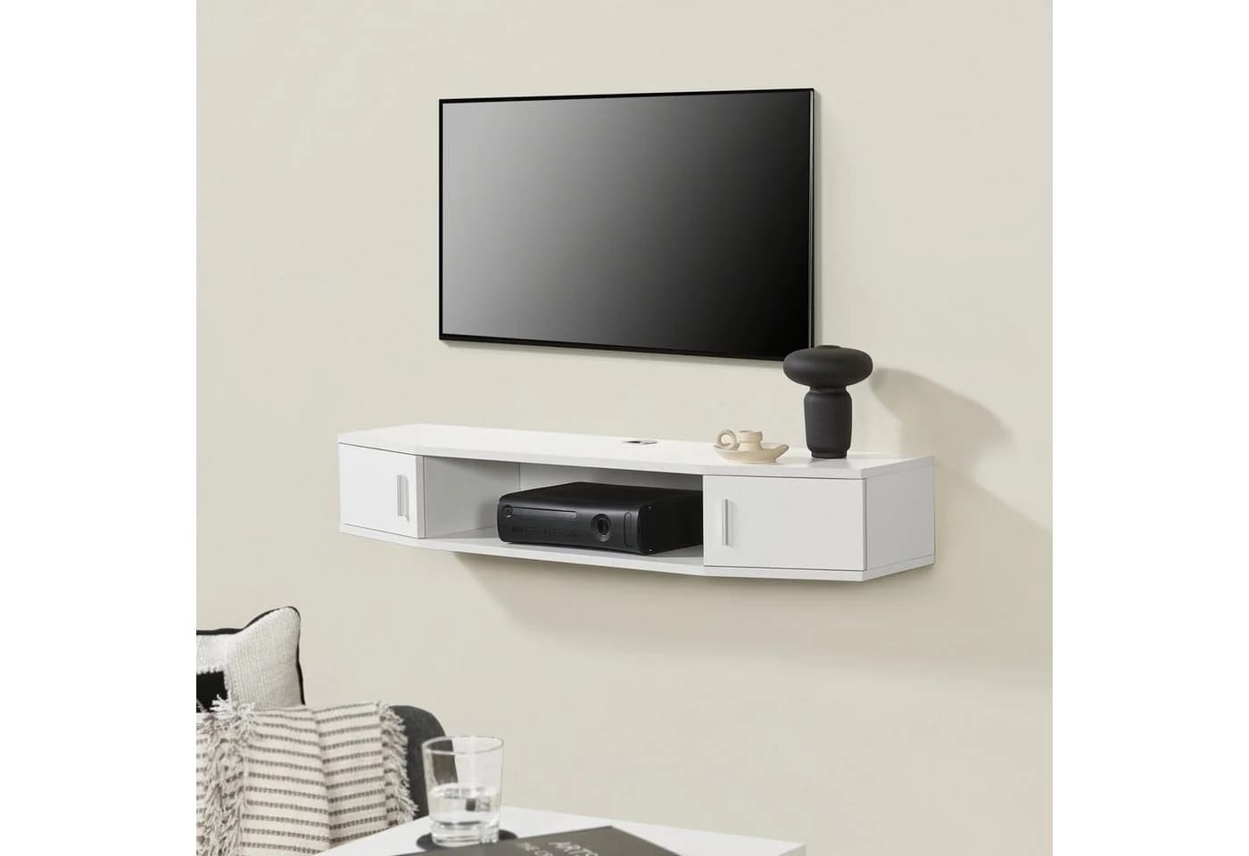 en.casa TV-Regal Tørring Weiß mit 2 Türen