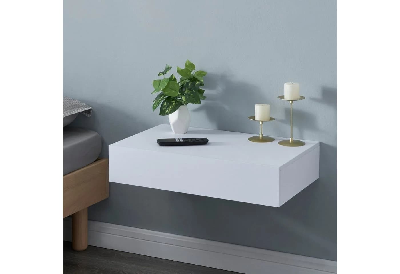 en.casa Wandregal Kärsämäki Weiß mit Schublade - Bild 3