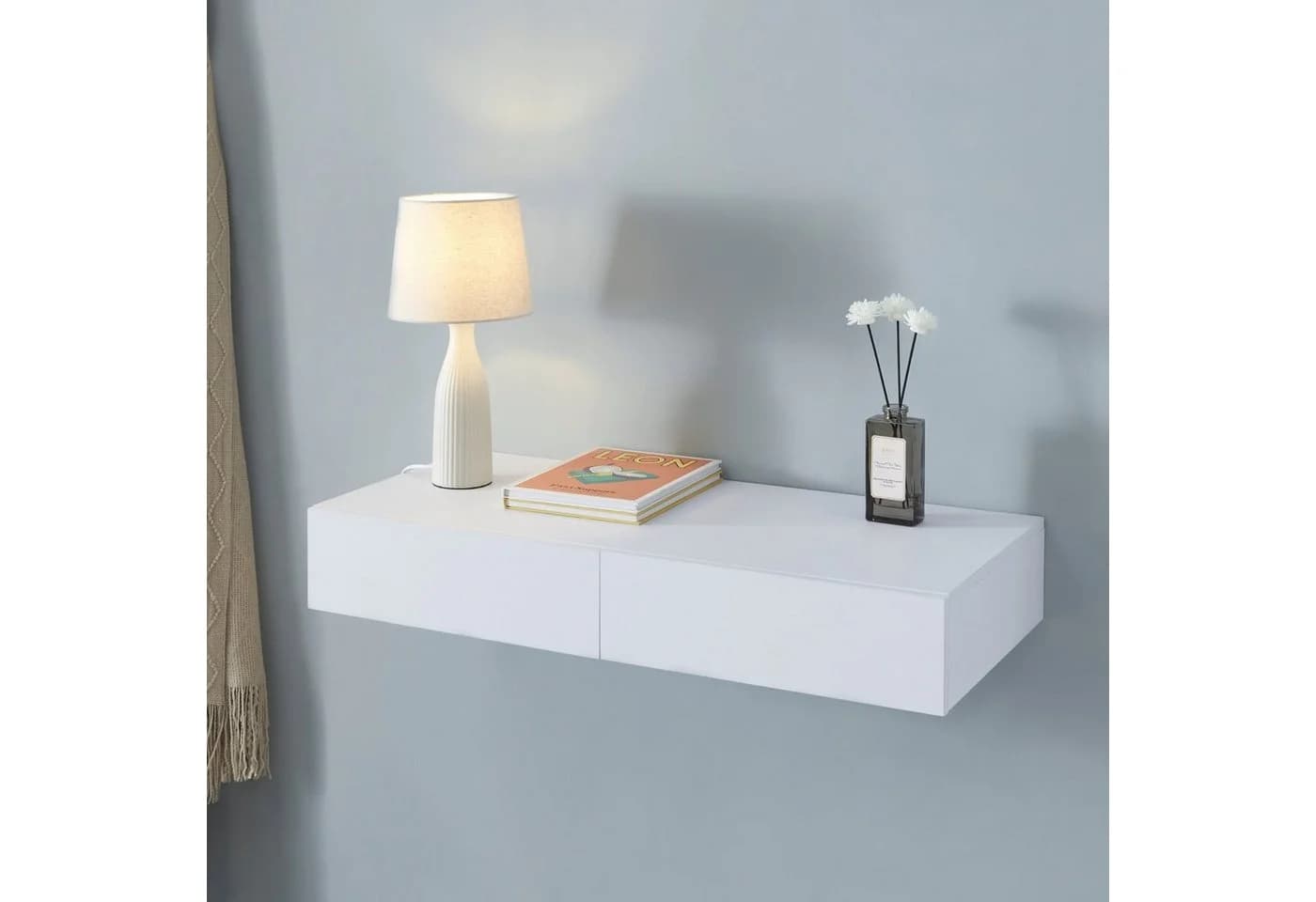 en.casa Wandregal »Karstula« mit Schublade Weiß - Bild 3