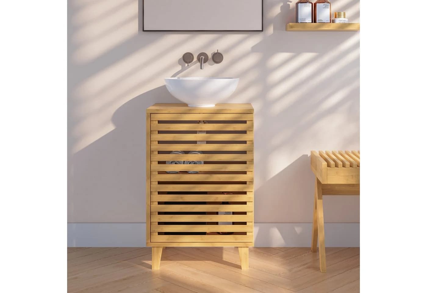 en.casa Waschbeckenunterschrank Bambus Natur - Bild 2
