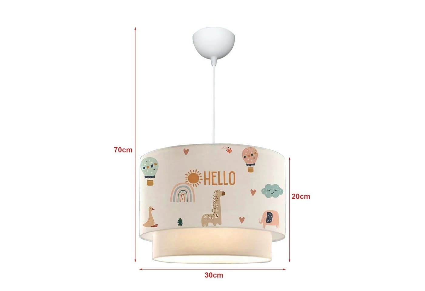 lux.pro Pendelleuchte Kinderzimmer Giraffe Höhenverstellbar Weiß - Bild 3