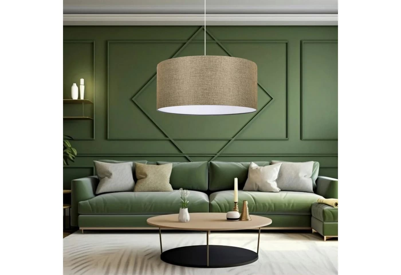 lux.pro Hängeleuchte Sutton Beige Stoff E27 Modern
