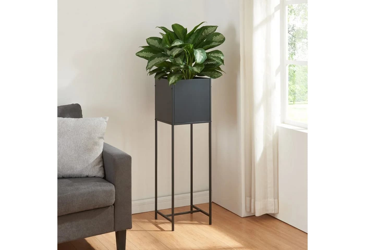 en.casa Blumenständer Porsgrunn Metall Schwarz - Bild 1