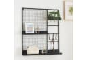 en.casa Wandgitter "Westre" Schwarz Metall mit Ablage & Haken Bild 1