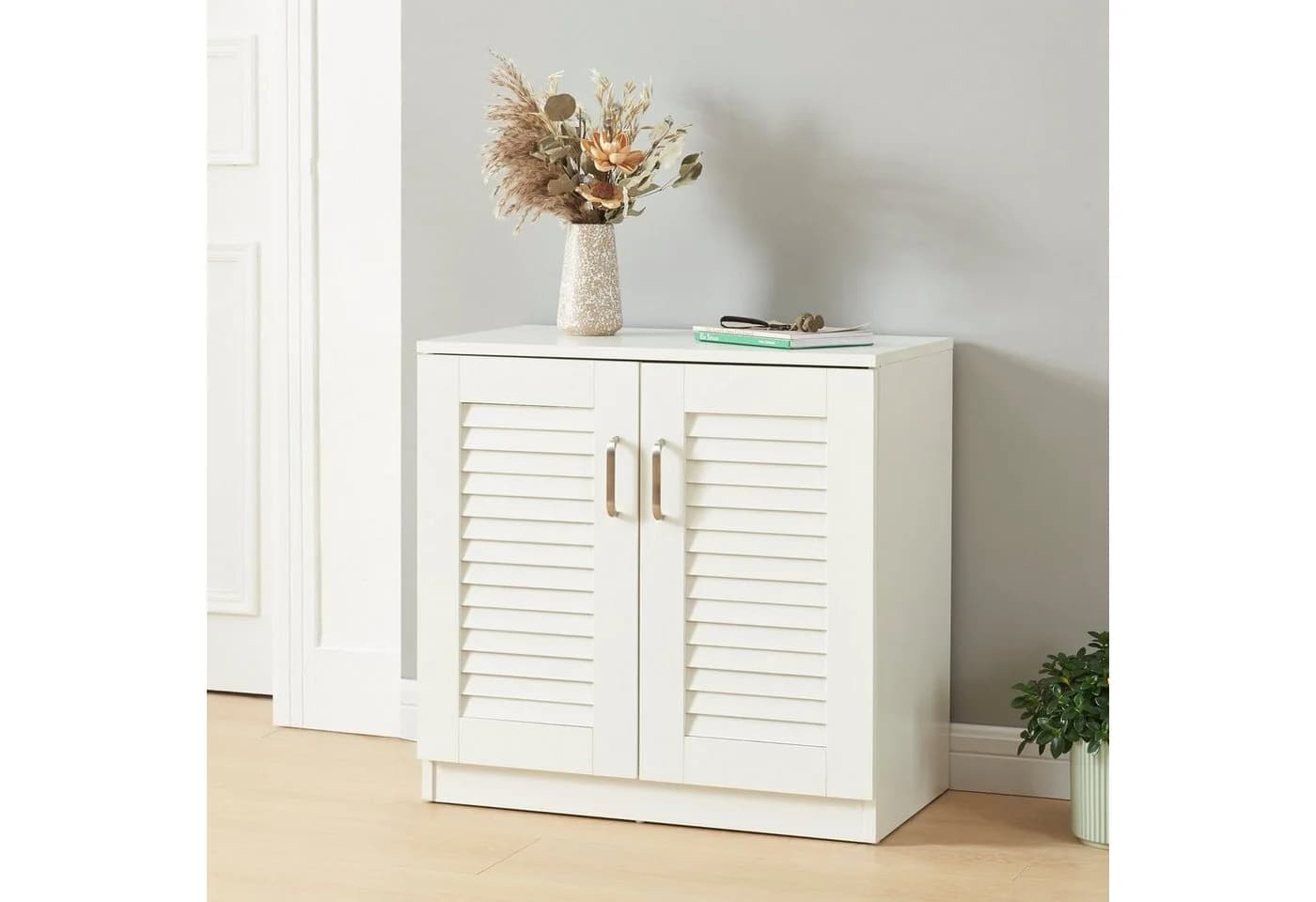 en.casa Schuhschrank Løten Weiß mit 2 Türen - Bild 2