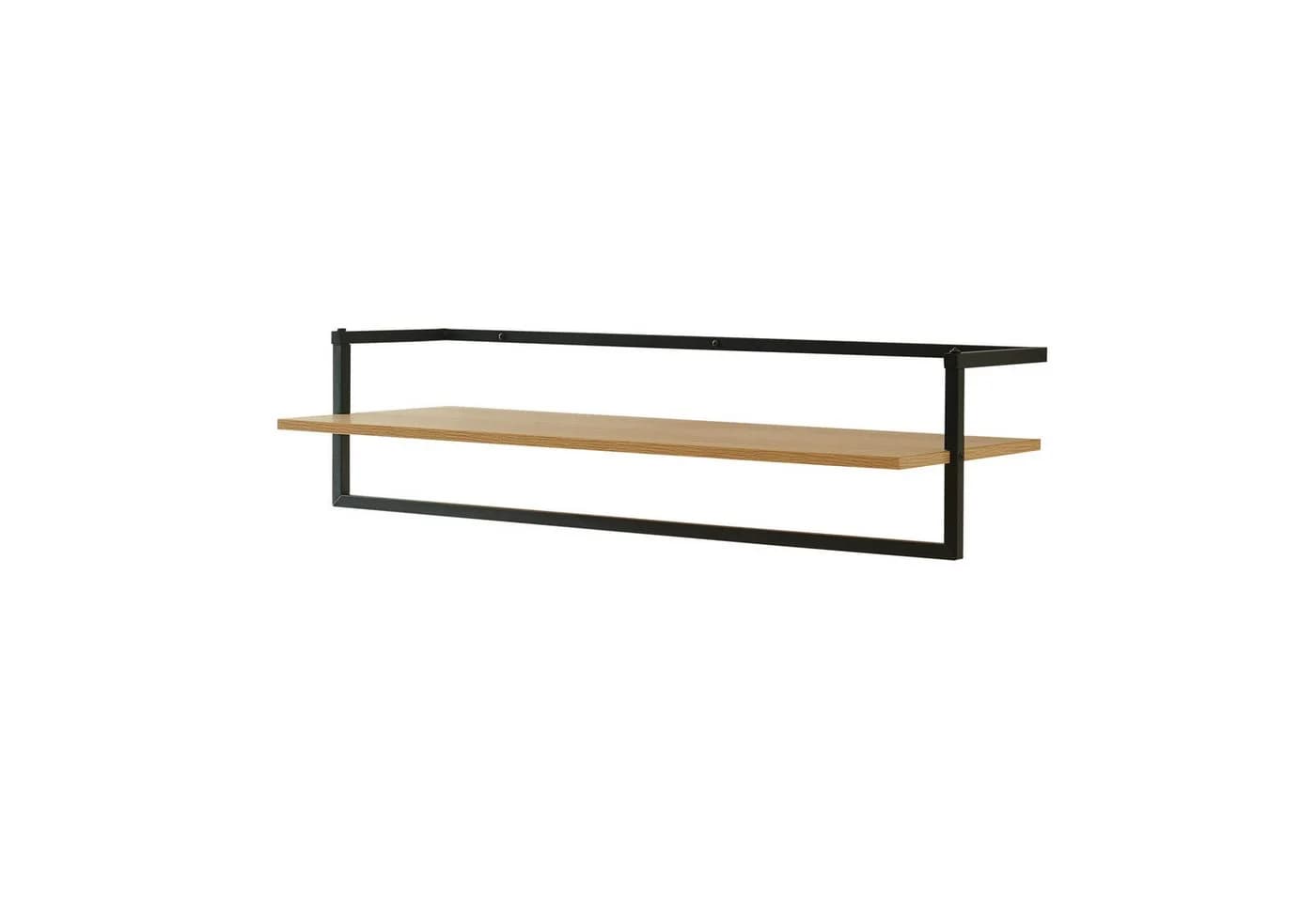 en.casa Wandgarderobe Evje mit Ablage und Kleiderstange Eicheoptik/Schwarz