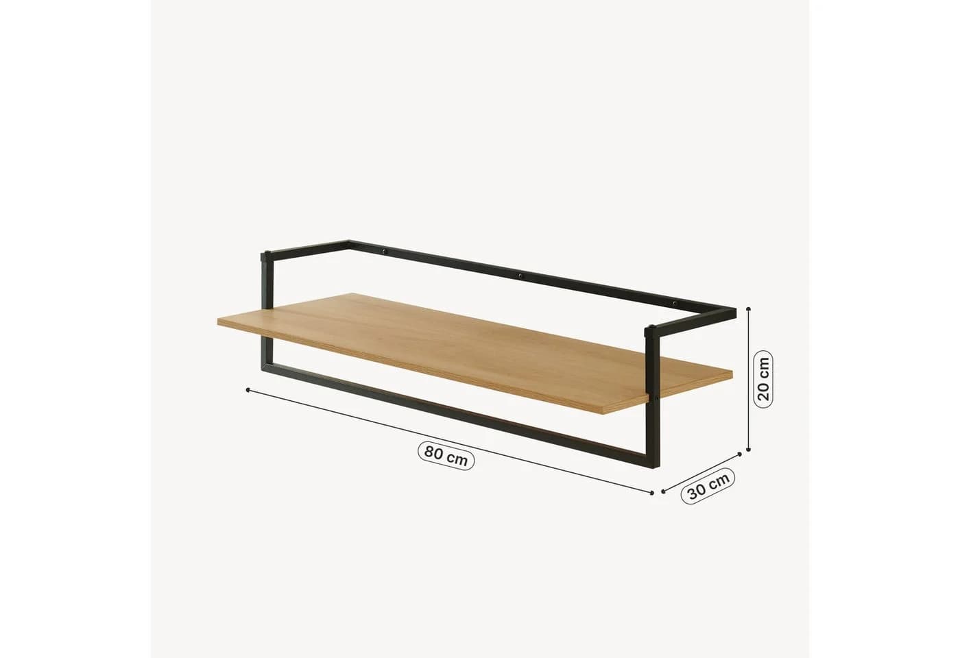 en.casa Wandgarderobe Evje mit Ablage und Kleiderstange Eicheoptik/Schwarz - Bild 3