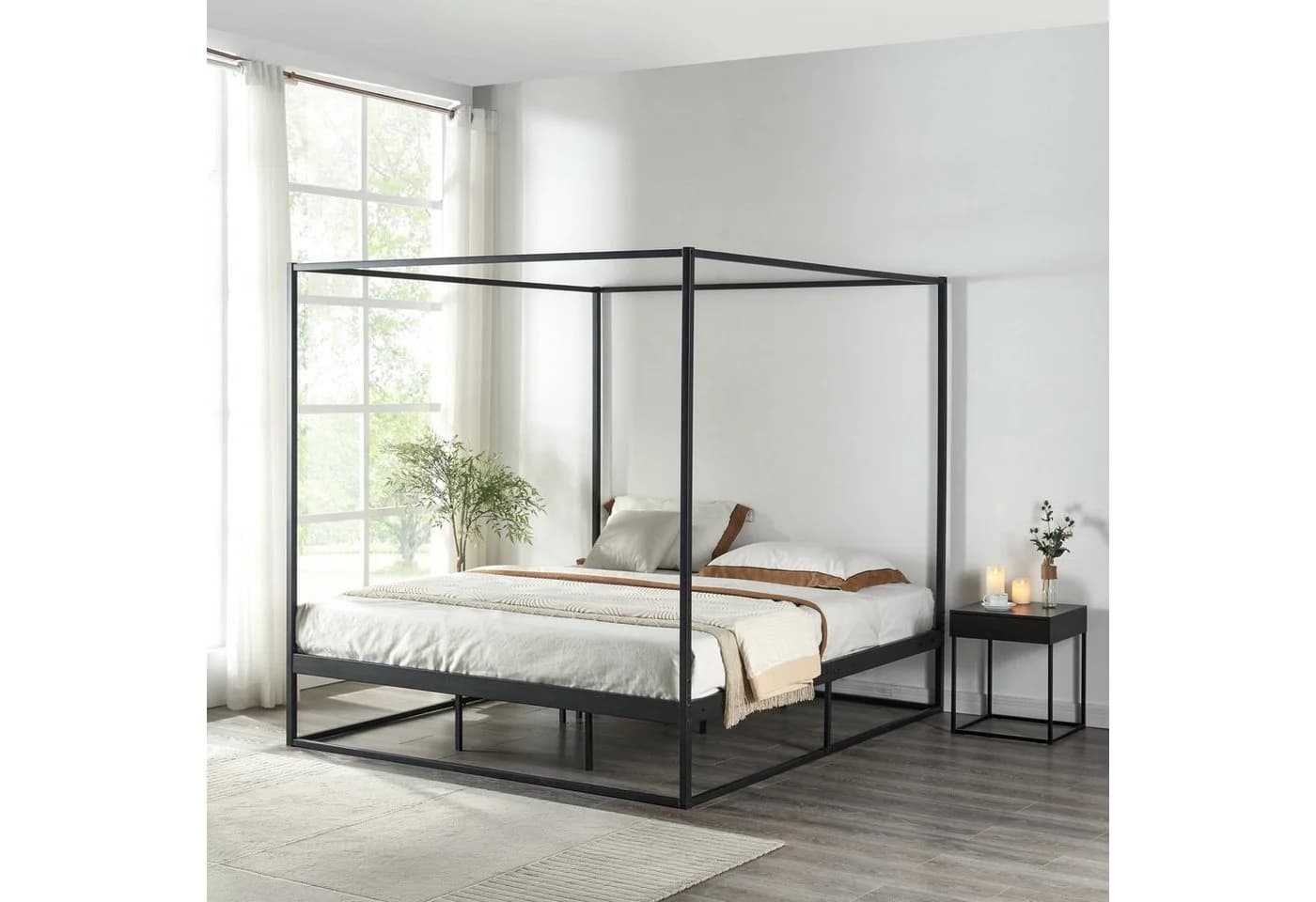 en.casa Himmelbett Kristianstad Metall Schwarz