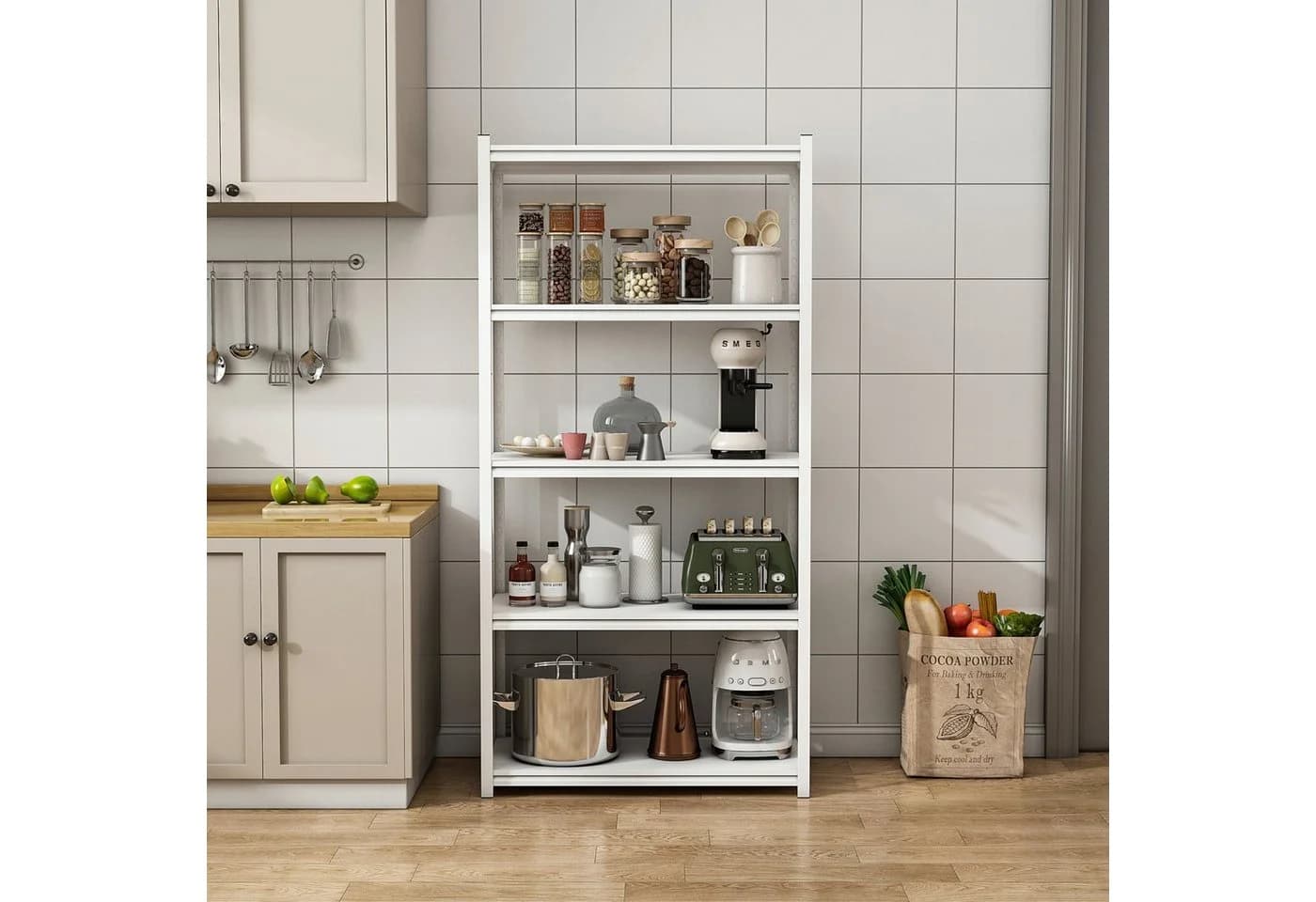 en.casa Schwerlastregal Weiß Stahl 5 Ablagen - Bild 3