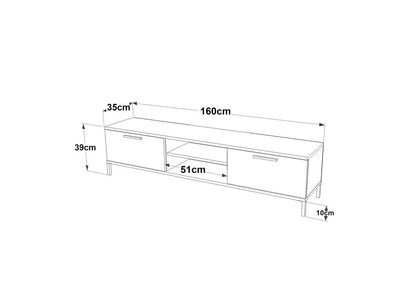 en.casa TV-Schrank Lempäälä Eiche/Schwarz mit 2 Schranktüren - Bild 3