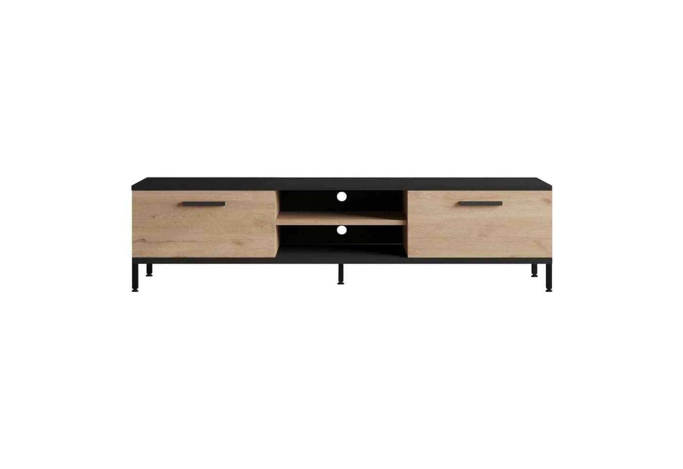 en.casa TV-Schrank Lempäälä Eiche/Schwarz mit 2 Schranktüren - Bild 4