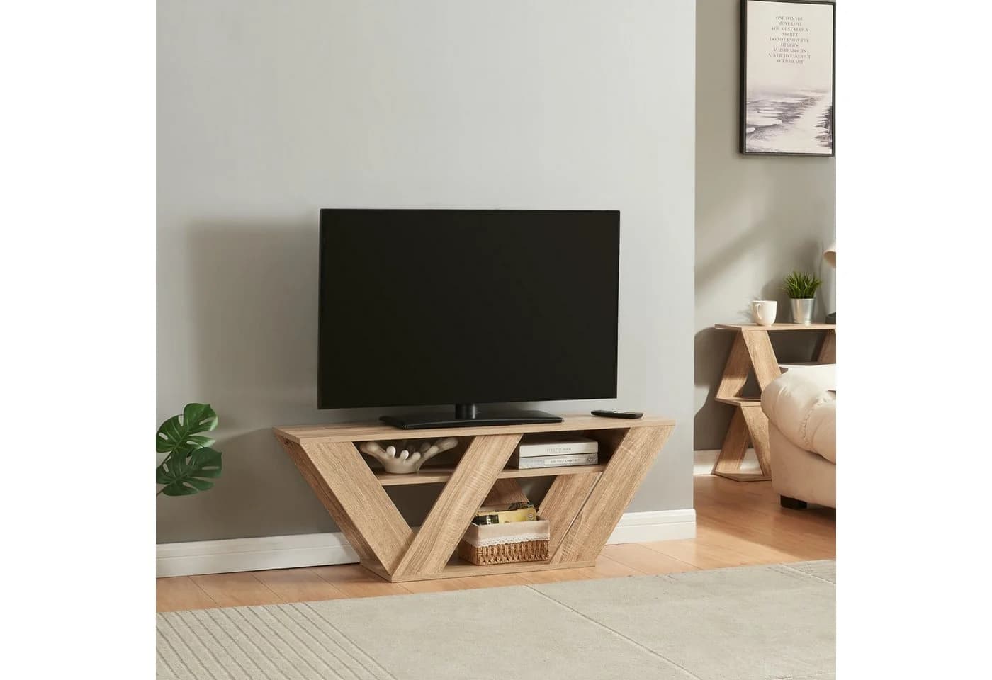 en.casa Fernsehtisch Nome Eicheoptik Modernes Design