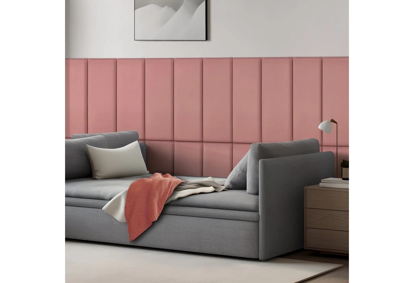 neu.haus Wandpolster Set 2-tlg. Rosa Samt Wandkissen