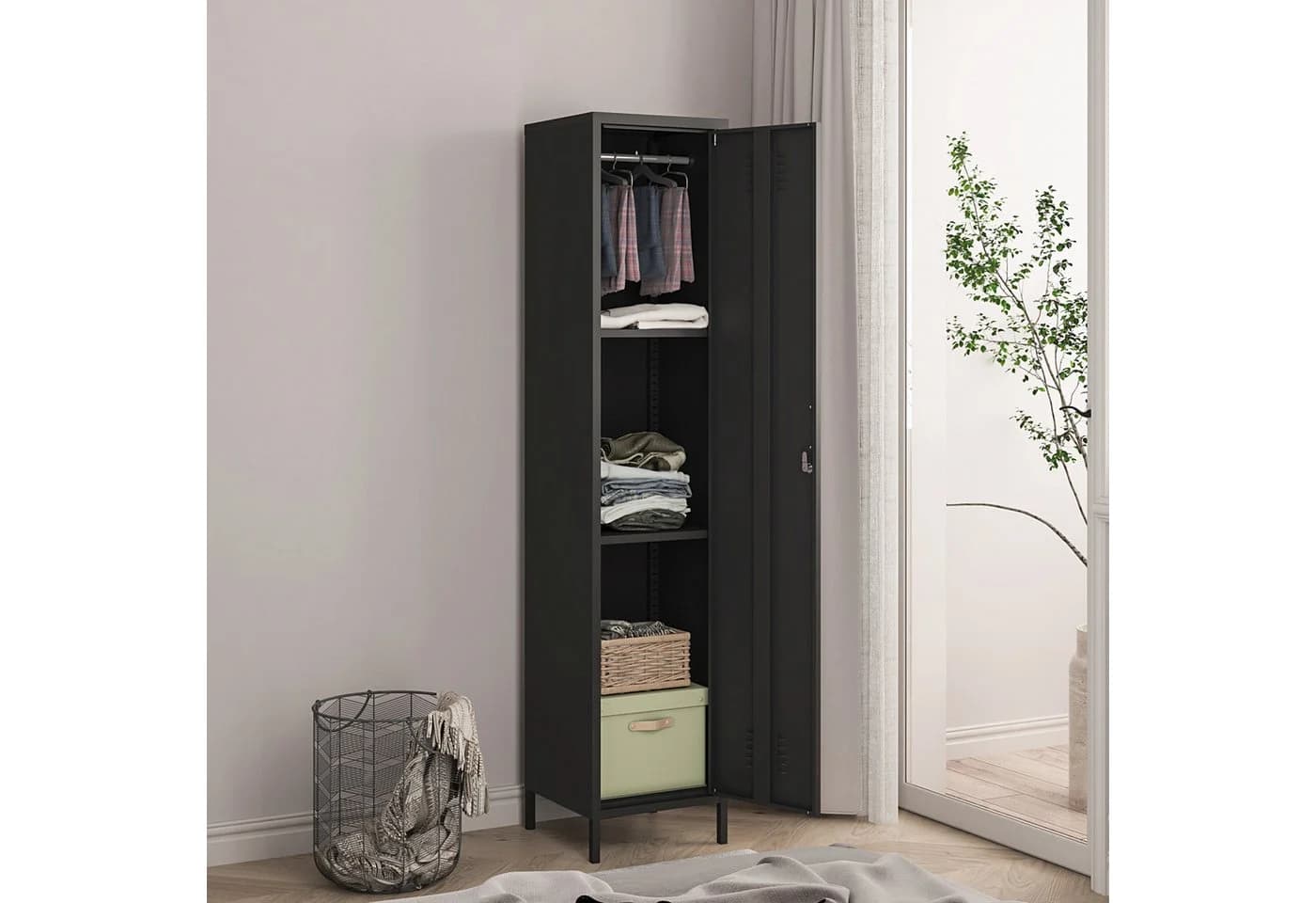 en.casa Garderobenschrank Seinäjoki Stahl Schwarz Modern - Bild 4