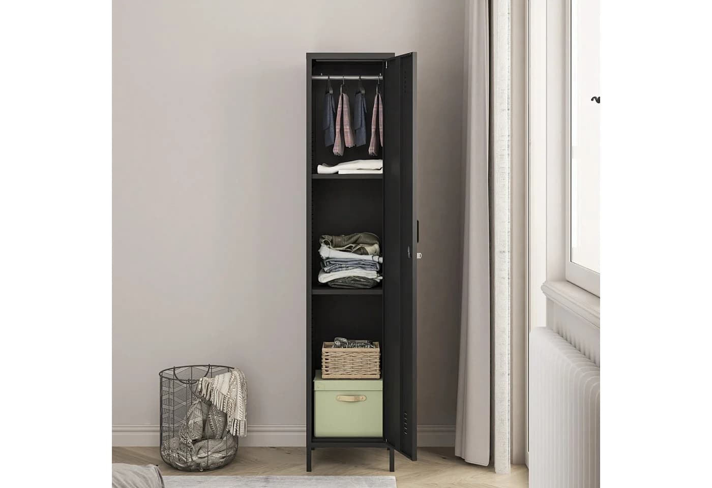 en.casa Garderobenschrank Seinäjoki Stahl Schwarz Modern - Bild 5