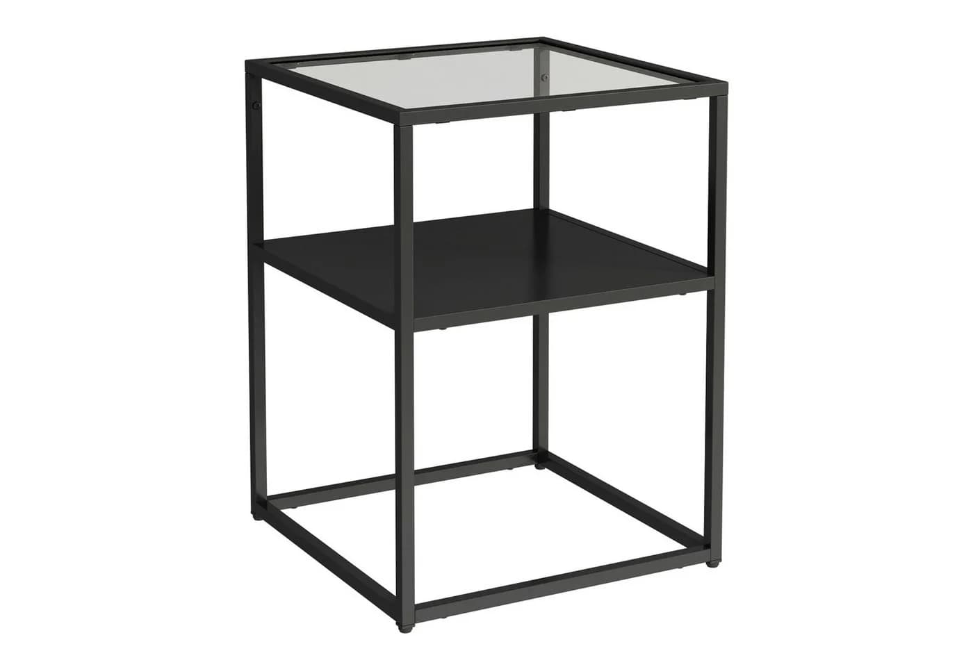 en.casa Beistelltisch Solund Stahl Glas Schwarz Matt - Bild 2