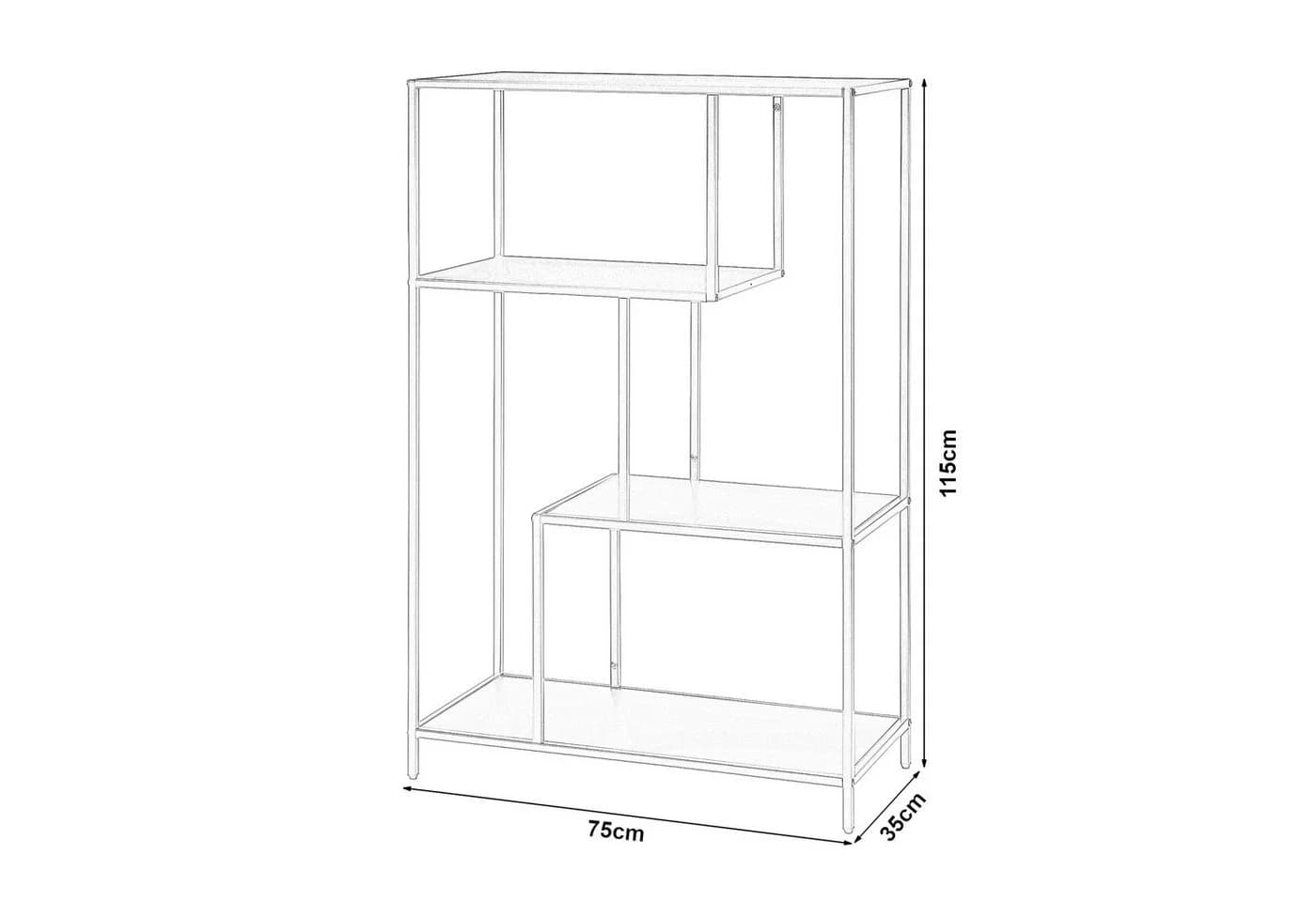 en.casa Bücherregal Reisjärvi 4 Fächer Stahl Schwarz - Bild 3