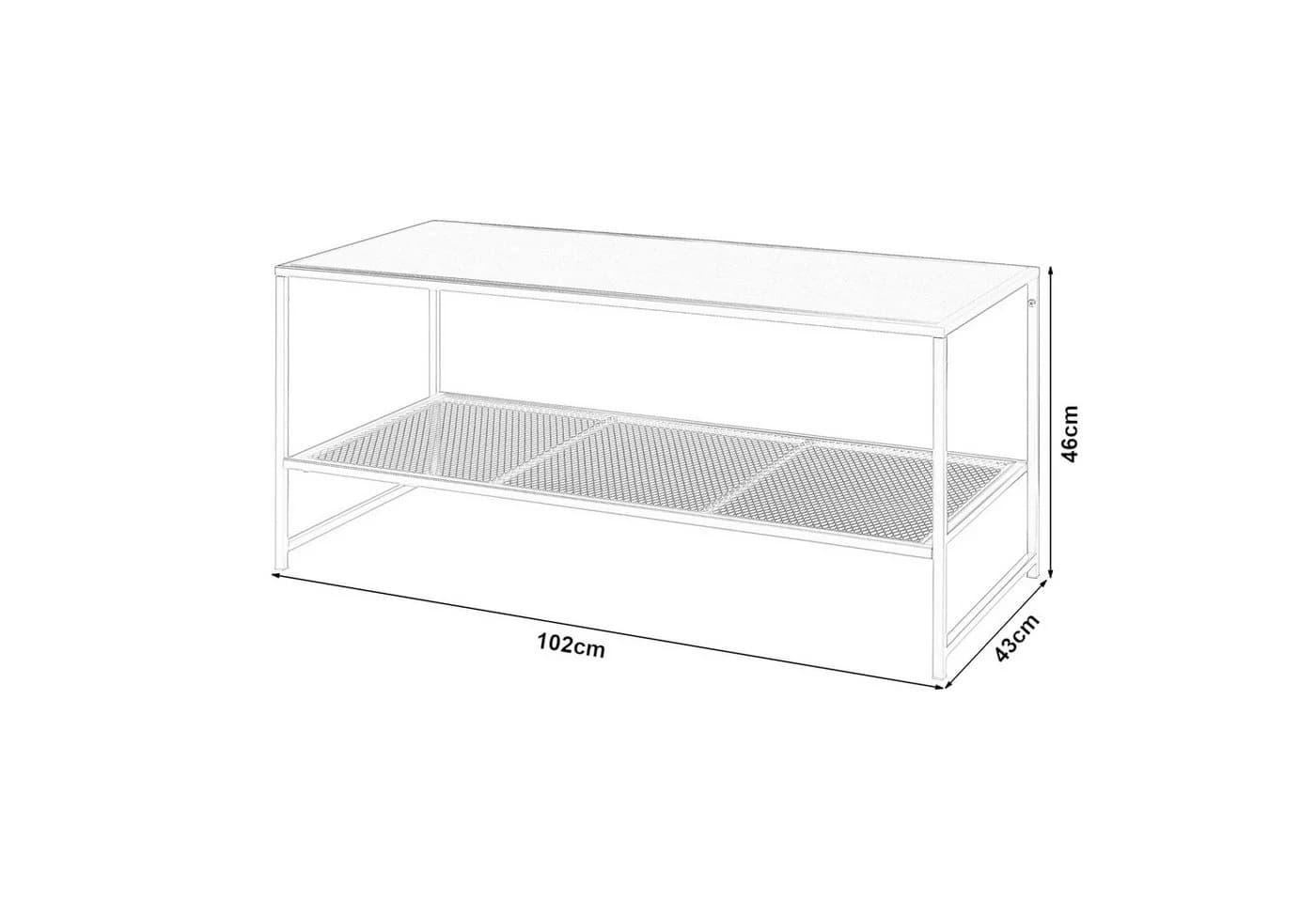 en.casa Couchtisch Ruokolahti mit Gitterablage Stahl Weiß - Bild 3