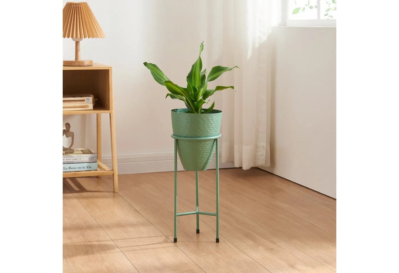 en.casa Blumenständer Asten Grün Metall