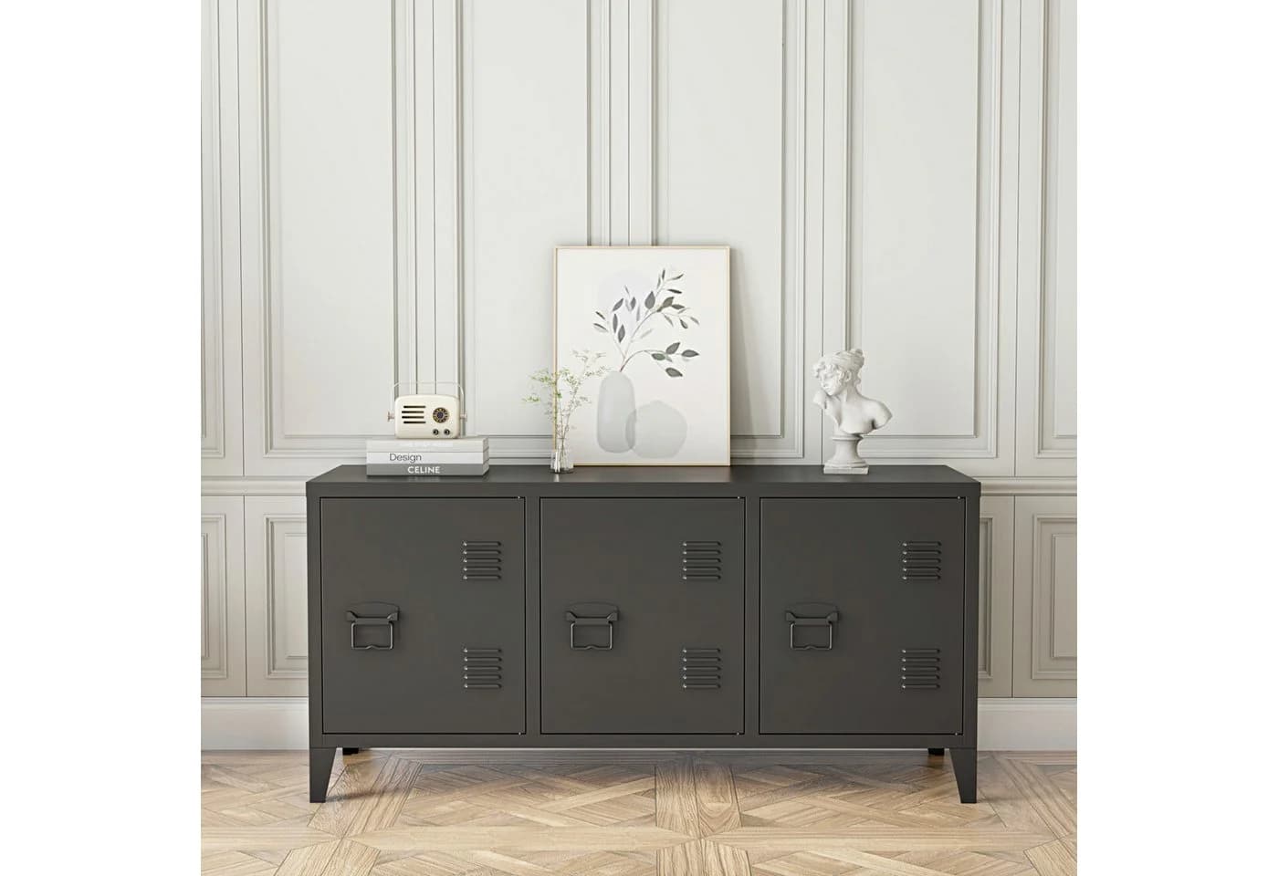 en.casa Sideboard »Kotka« Schwarz Metall 3 Türen Modern - Bild 3