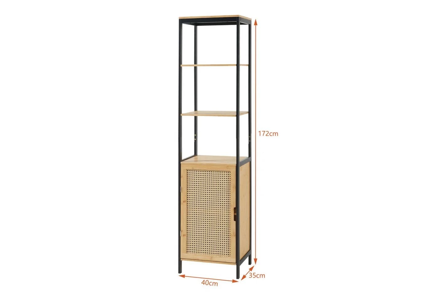 en.casa Badregal, »Tervola« Hochschrank Bambus/Rattanoptik Schwarz - Bild 3