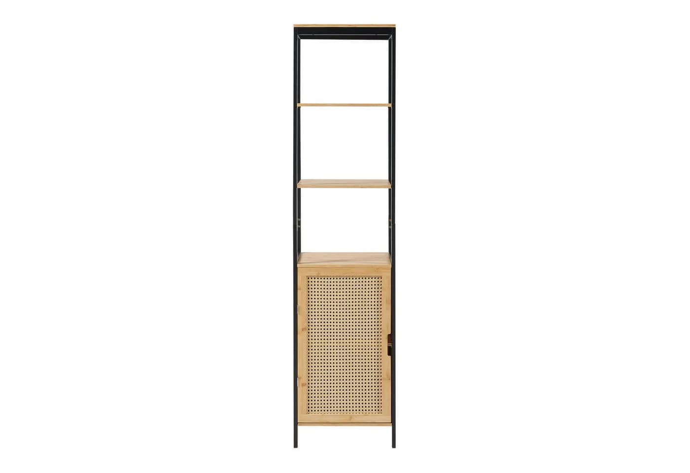 en.casa Badregal, »Tervola« Hochschrank Bambus/Rattanoptik Schwarz - Bild 4