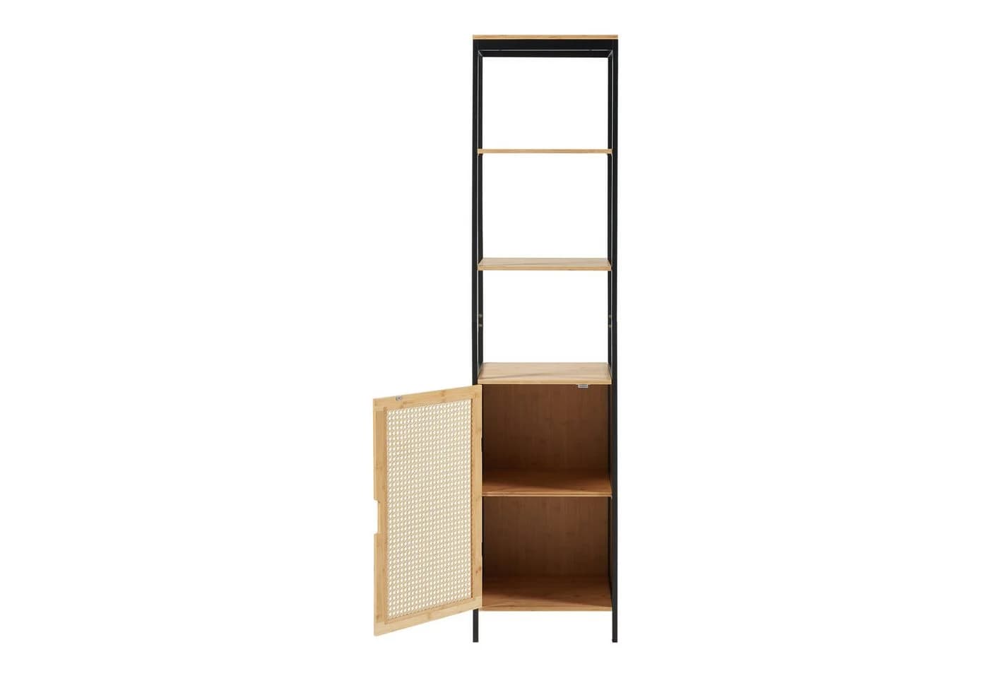 en.casa Badregal, »Tervola« Hochschrank Bambus/Rattanoptik Schwarz - Bild 5