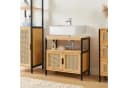 en.casa Waschbeckenunterschrank Tervola Schwarz/Bambus mit Ablage Bild 1