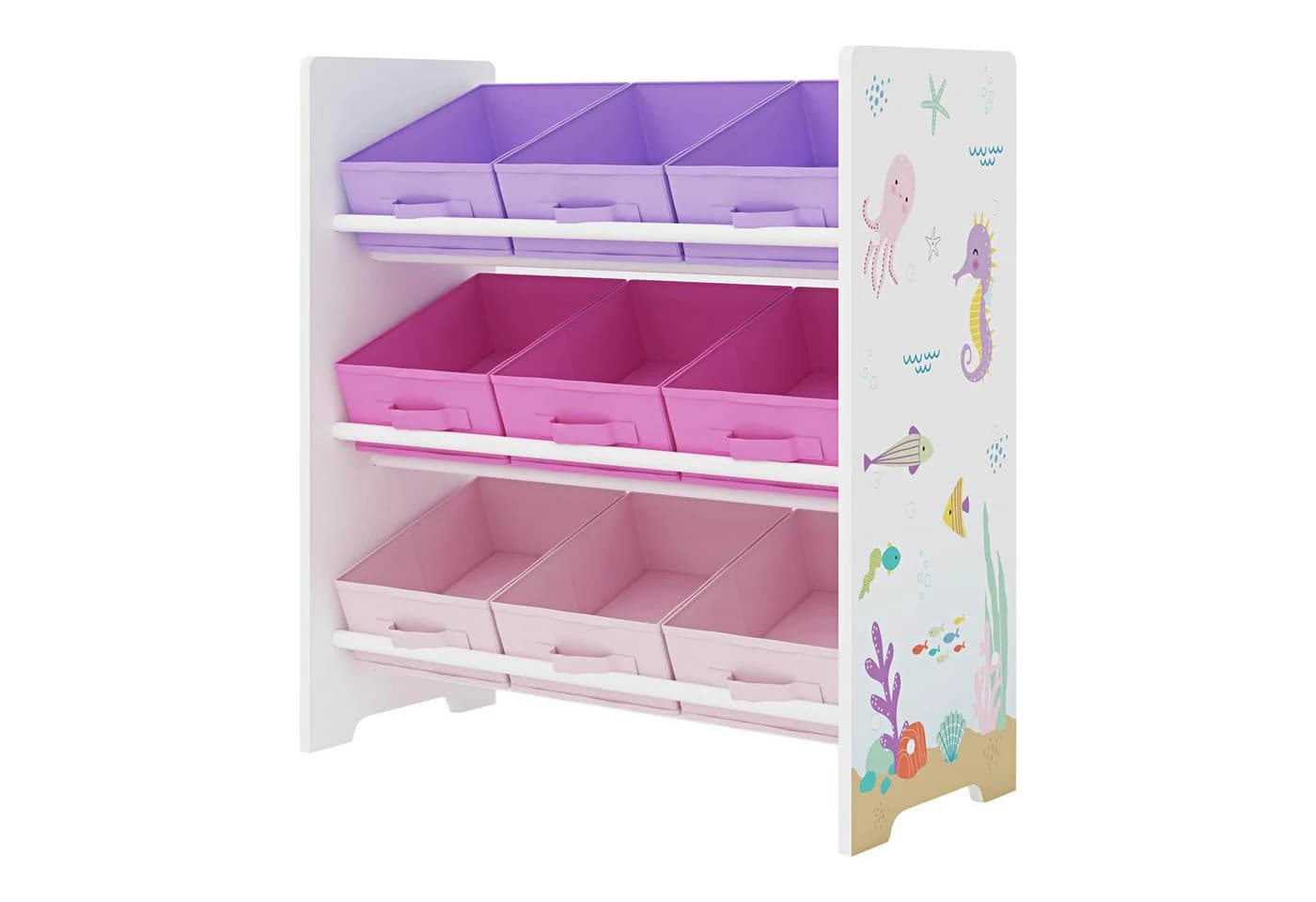 en.casa Kinderregal Boiro mit 9 Boxen Ozean-Motiv Rosa/Lila - Bild 2