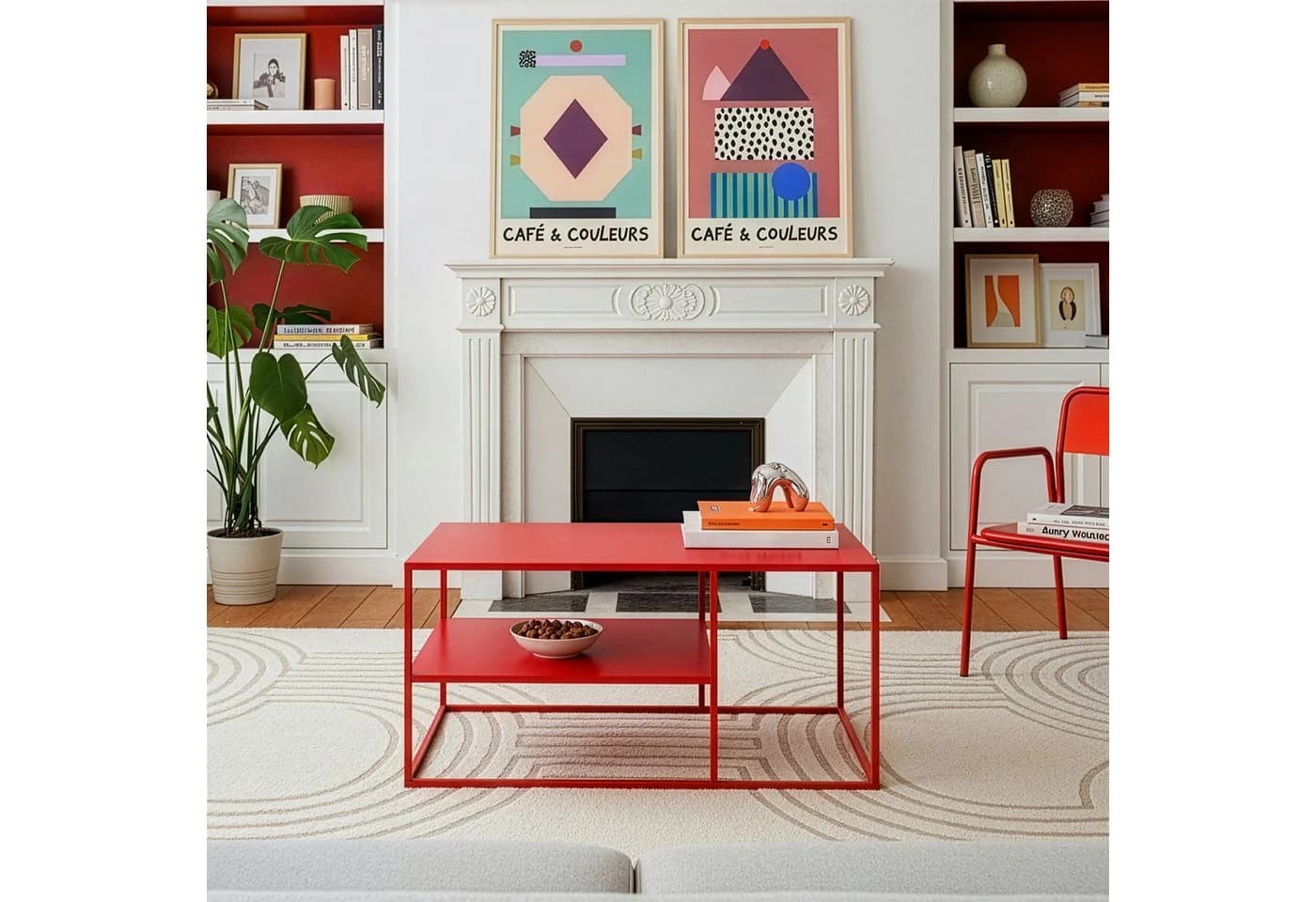 en.casa Couchtisch Solund Stahl Rot Modern