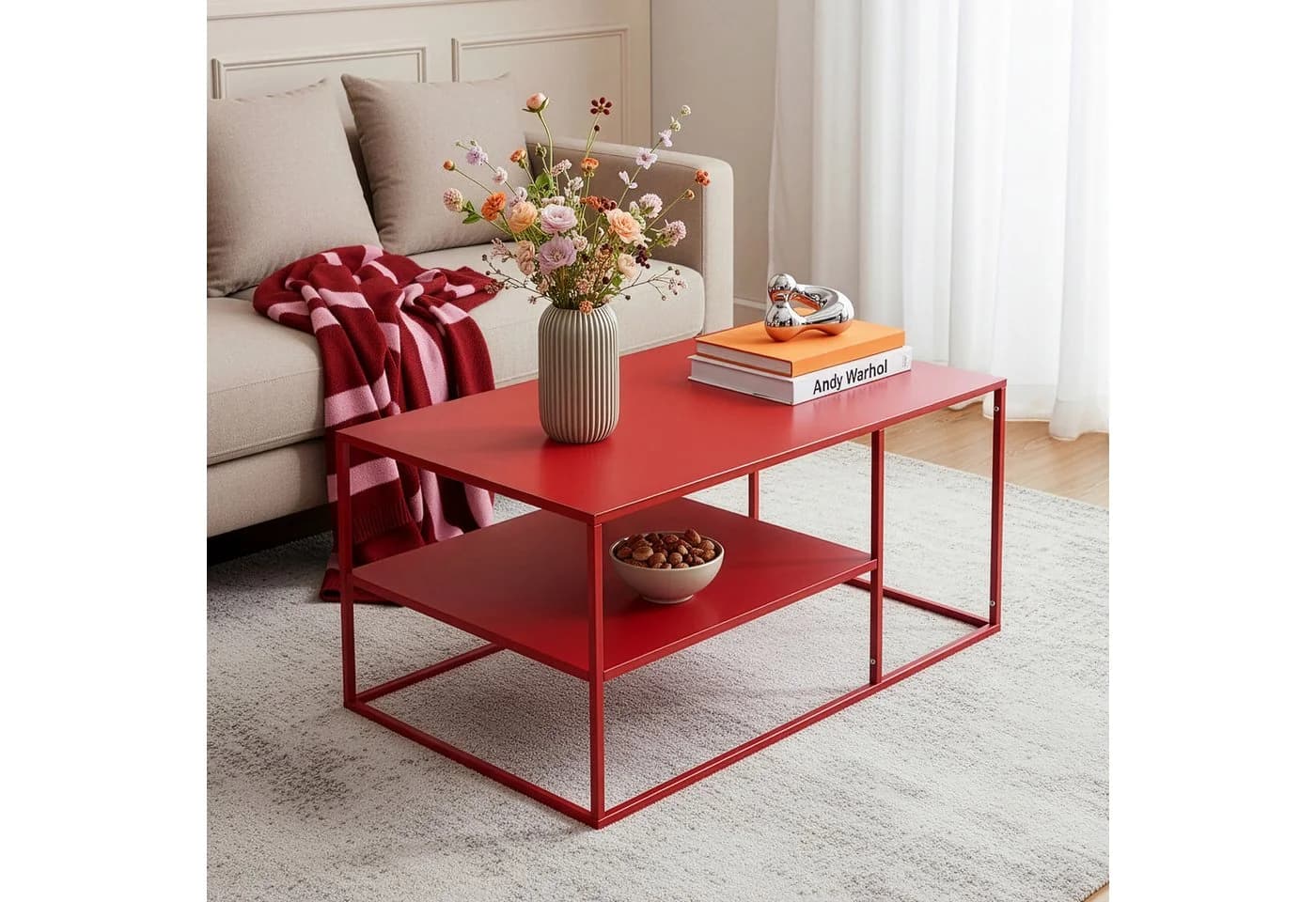 en.casa Couchtisch Solund Stahl Rot Modern - Bild 2
