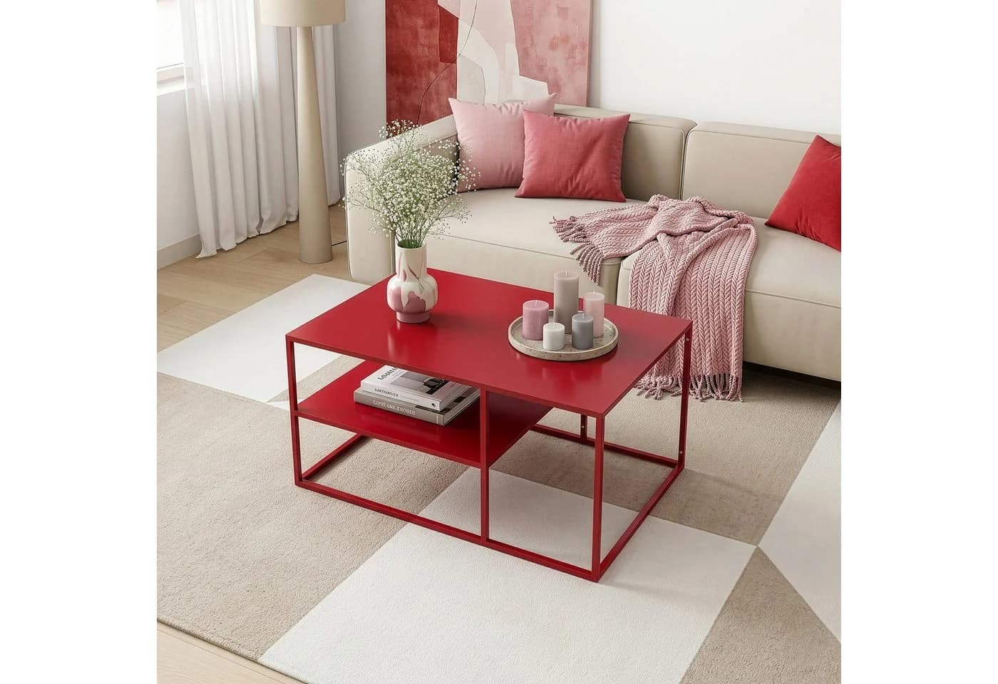 en.casa Couchtisch Solund Stahl Rot Modern - Bild 3