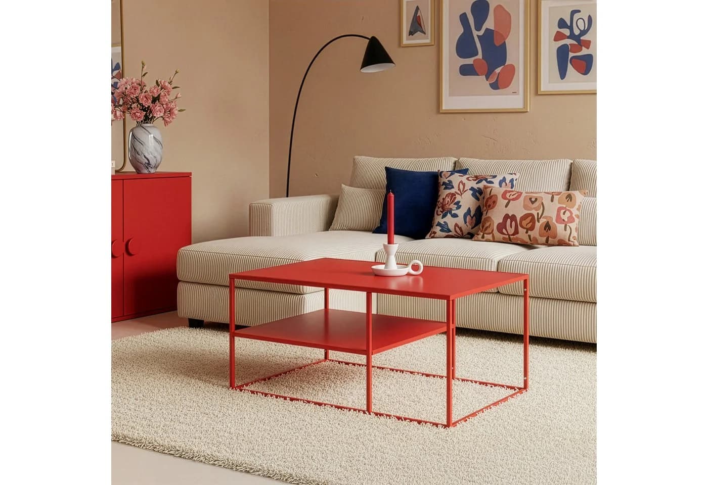 en.casa Couchtisch Solund Stahl Rot Modern - Bild 4