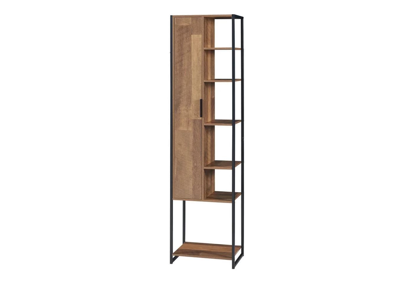 en.casa Hochschrank Namsskogan Walnussoptik mit Metallgestell - Bild 2