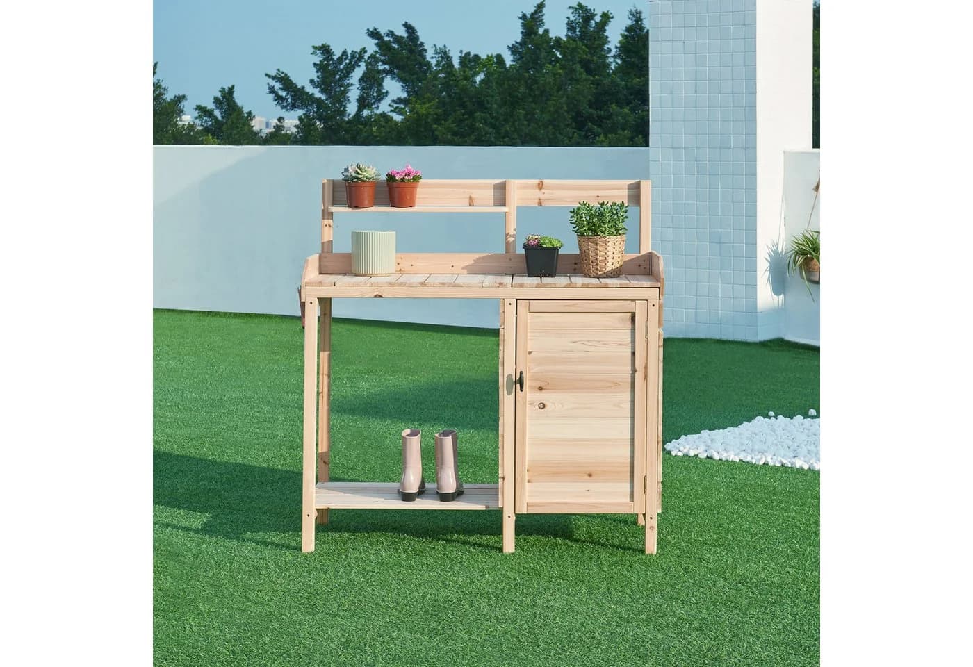 casa.pro Pflanztisch Alessano mit Schrank Tannenholz - Bild 3