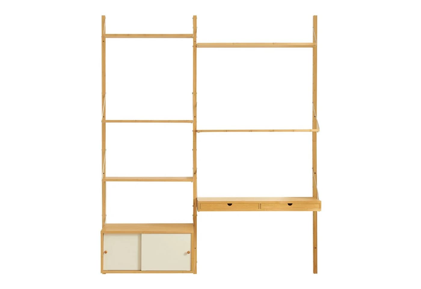 en.casa Wandregal Tingvoll Bambus 5 Ablagen 2 Schubladen 1 Schrank - Bild 5