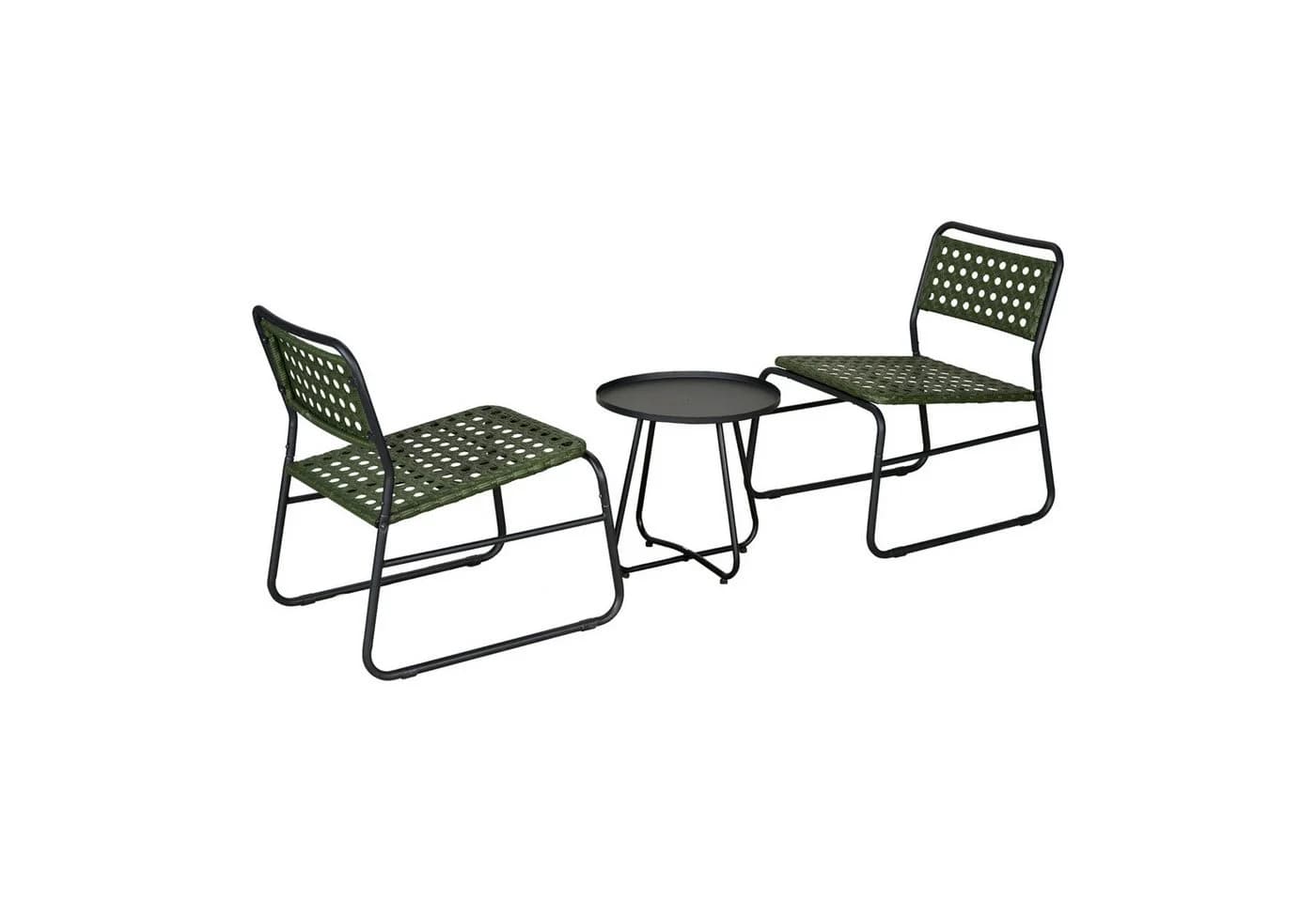 casa.pro Bistro-Set 3-tlg. Grün Schwarz Poly Rattan Stahl - Bild 4