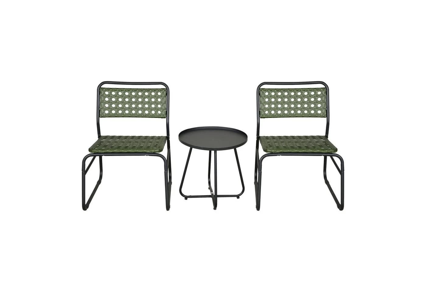 casa.pro Bistro-Set 3-tlg. Grün Schwarz Poly Rattan Stahl - Bild 5